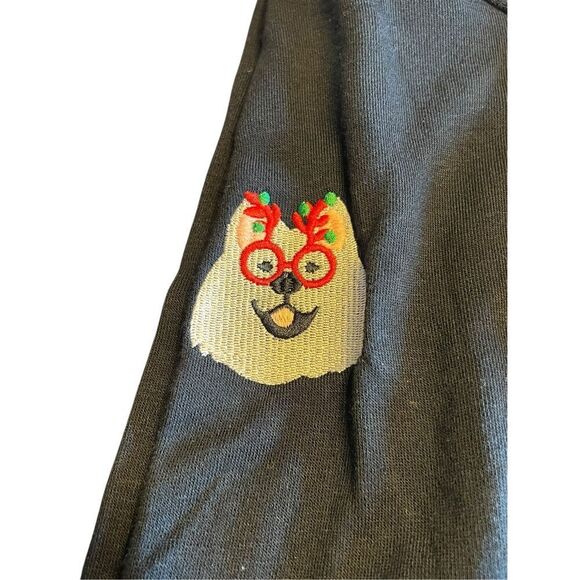 Jane + Delancey Embroidered Dog Sweatshirt XL black Pullover Christmas Frenchie - Picture 5 of 7